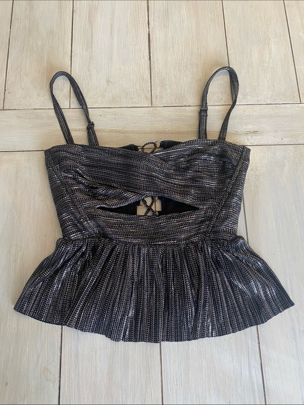 Sabina Musayev Black Metallic Top Small
